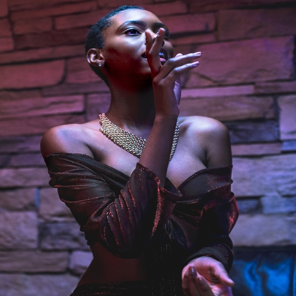 *MOONLIGHT* Shimmer 2 Piece Crop Top w. Pants - Picture 1 of 3